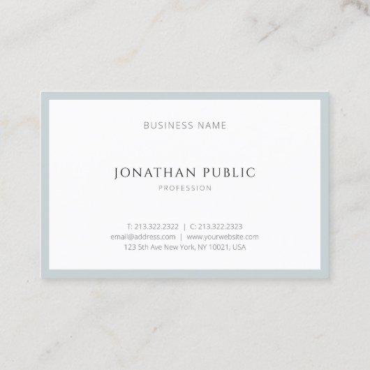 Moderne Minimalistisch Elegant Blue Green Einfach  Visitenkarte (Rückseite)