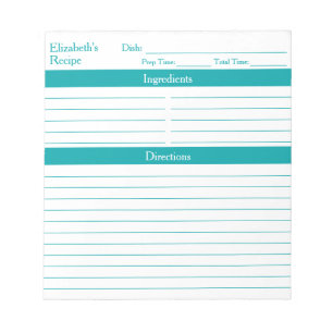 Moderne Minimalistisch Elegante Aquamarine Rezepte Notizblock