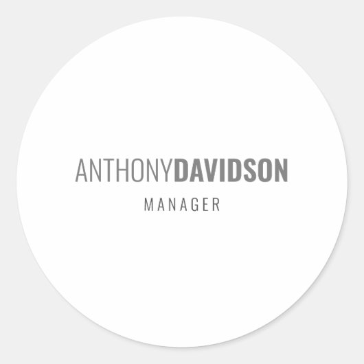 Moderne Minimalistisch Elegante Beruflich Runder Aufkleber (Vorderseite)