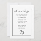 Moderne Minimalistisch Feet Baby Boy Birth Celebra Einladung (Vorderseite)