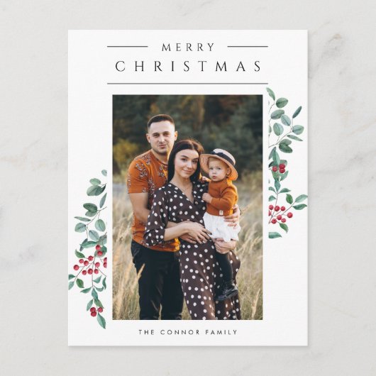 Moderne Minimalistisch frohe Weihnachten Ein Foto Postkarte (Vorderseite)