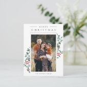Moderne Minimalistisch frohe Weihnachten Ein Foto Postkarte (Stehend Vorderseite)