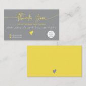 Moderne minimalistisch gelb und grau Ordnung danke Visitenkarte (Vorne/Hinten)