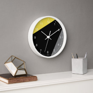 Moderne, Minimalistisch-gelbe, grauschwarze Uhr