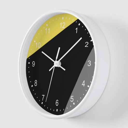 Moderne, Minimalistisch-gelbe, grauschwarze Uhr (Winkel)