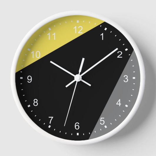 Moderne, Minimalistisch-gelbe, grauschwarze Uhr (Vorderseite)