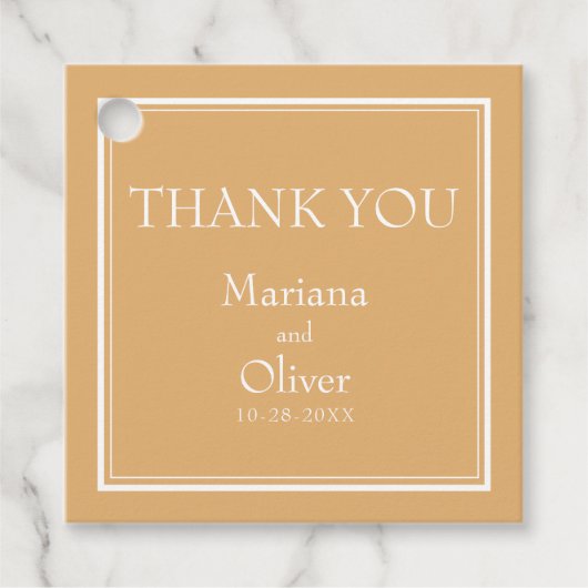 Moderne Minimalistisch-Gelbe Liebesmarken Geschenkanhänger (Vorderseite)