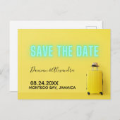 Moderne Minimalistisch-GelbNebel Save the Date Postkarte (Vorne/Hinten)