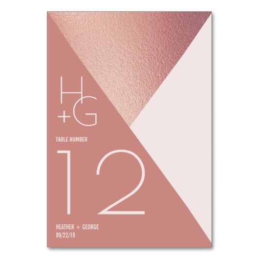 Moderne Minimalistisch geometrische Hochzeit Tischnummer (Vorderseite)