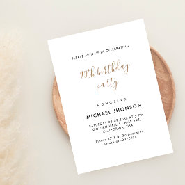 Moderne Minimalistisch Gold 90. Geburtstagsparty Einladung