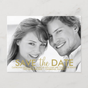 Moderne Minimalistisch Gold Save the Date Postkart Ankündigungspostkarte