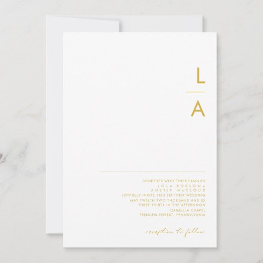 Moderne Minimalistisch Gold Schriftart Monogram We Einladung (Vorderseite)