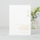 Moderne Minimalistisch Gold Schriftart Monogram We Einladung (Stehend Vorderseite)