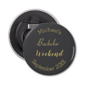 Moderne Minimalistisch-Grau-und-Gold-Bachelor-Part Flaschenöffner (Vorderseite)