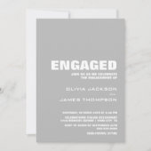 Moderne Minimalistisch-Graue-Engagement-Partei Einladung (Vorderseite)