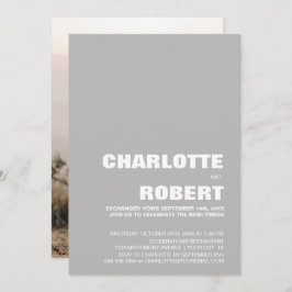 Moderne Minimalistisch-graue Hochzeitsempfehlung Einladung