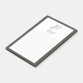 Moderne Minimalistisch-graue Monogramm-Linse Post-it Klebezettel (angewinkelt)