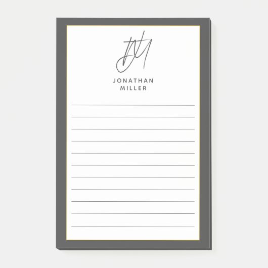 Moderne Minimalistisch-graue Monogramm-Linse Post-it Klebezettel (Vorderseite)