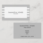 Moderne Minimalistisch-graue Streifen Freelancer Visitenkarte (Vorne/Hinten)