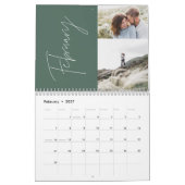 Moderne minimalistisch grün 2 Foto Kalender (Feb 2027)