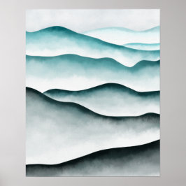 Moderne Minimalistisch grüne Abstrakte Berge Poster