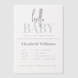 Moderne Minimalistisch Hello Baby Dusche Pergament Einladungen