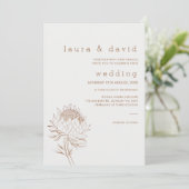 Moderne Minimalistisch Line Gezeichnet Protea Wedd Einladung (Stehend Vorderseite)
