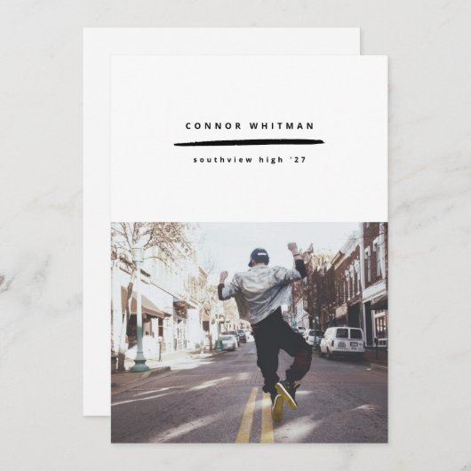 Moderne Minimalistisch Line Grad Bekanntgabe Einladung (Vorne/Hinten)