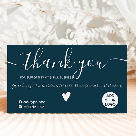 Moderne minimalistisch marineblaue Ordnung danke Visitenkarte