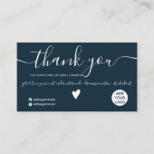 Moderne minimalistisch marineblaue Ordnung danke Visitenkarte (Vorderseite)