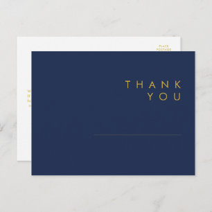Moderne Minimalistisch Navy Blue Gold Hochzeit Vie Postkarte