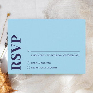 Moderne Minimalistisch Navy Blue Wedding RSVP Card