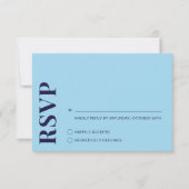Moderne Minimalistisch Navy Blue Wedding RSVP Card Karte (Vorderseite)