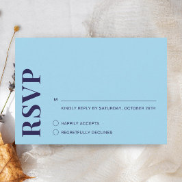Moderne Minimalistisch Navy Blue Wedding RSVP Card Karte