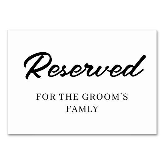 Moderne Minimalistisch reservierte Hochzeiten Pers Tischnummer (Vorderseite)