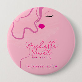 Moderne, minimalistisch rosa Haarstyling mit schwa Button