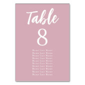 Moderne Minimalistisch rosa Hochzeitssitzanweisung Tischnummer (Vorderseite)