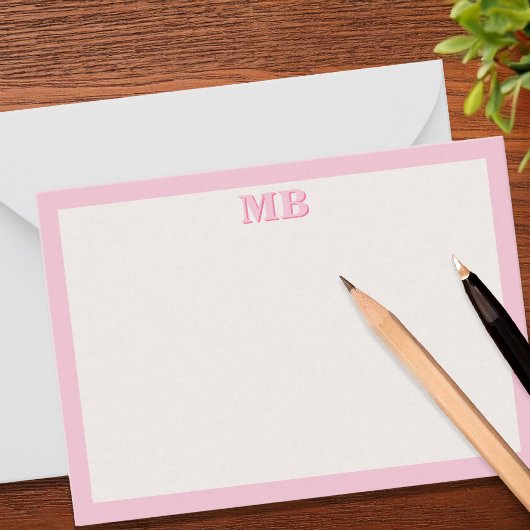 Moderne Minimalistisch rosa Typografie Initialmono Mitteilungskarte