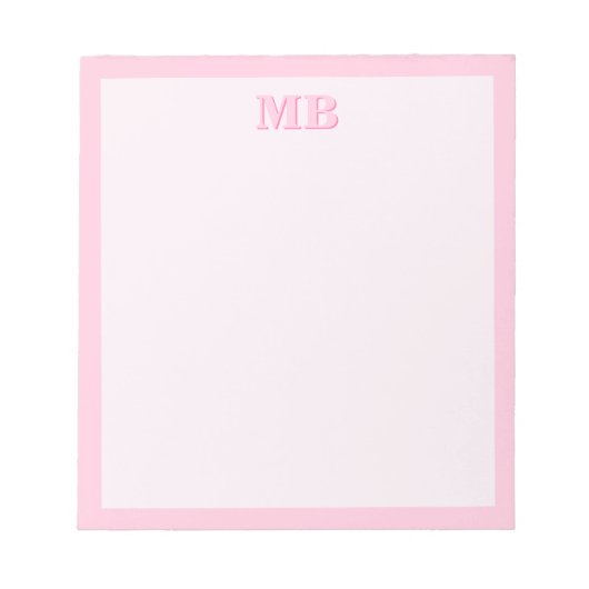 Moderne Minimalistisch rosa Typografie Initialmono Notizblock (Vorderseite)