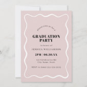 Moderne Minimalistisch rosa Wavy Foto Graduation P Einladung (Rückseite)