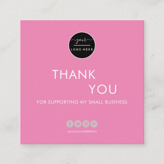 Moderne minimalistisch rot rosa Reihenfolge danke Quadratische Visitenkarte (Vorderseite)