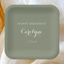 Moderne Minimalistisch Sage Green Birthday