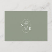 Moderne Minimalistisch Sage Green Boho Hochzeit Begleitkarte (Rückseite)