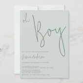 Moderne Minimalistisch Sage Green Boy Baby Dusche Einladung (Vorderseite)