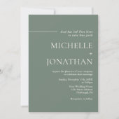 Moderne Minimalistisch Sage Green Christlich Weddi Einladung (Vorderseite)