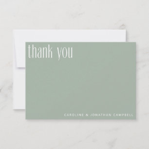 Moderne Minimalistisch Sage Green Custom Wedding Dankeskarte