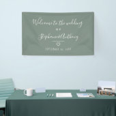 Moderne Minimalistisch Sage Green Heart Wedding Banner (Messeveranstaltung)