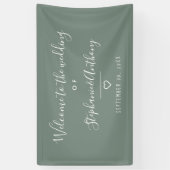Moderne Minimalistisch Sage Green Heart Wedding Banner (Vertikal)