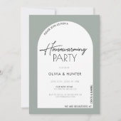 Moderne Minimalistisch Sage Green Housewarming Einladung (Vorderseite)