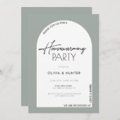 Moderne Minimalistisch Sage Green Housewarming Einladung (Vorne/Hinten)